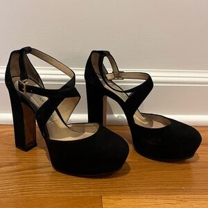 Jimmy Choo Black Suede Platform Heels